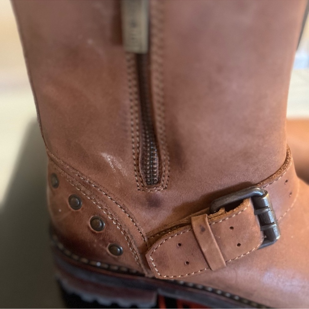 BUSSOLA | brown biker style boots Sz 7.5 genuine leather - Picture 4 of 4